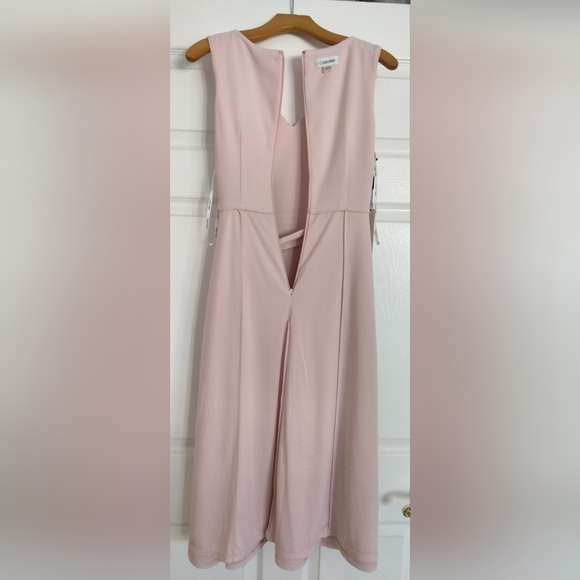 Calvin Klein Women's V-neck Sleeveless Belted Dress - Picture 9 of 16